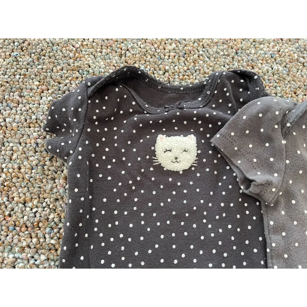 Carter's Girl Spotted & Kitty Set of 2 Bodysuits 3M